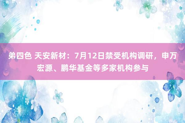 弟四色 天安新材：7月12日禁受机构调研，申万宏源、鹏华基金等多家机构参与