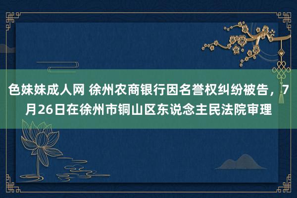 色妹妹成人网 徐州农商银行因名誉权纠纷被告，7月26日在徐州市铜山区东说念主民法院审理