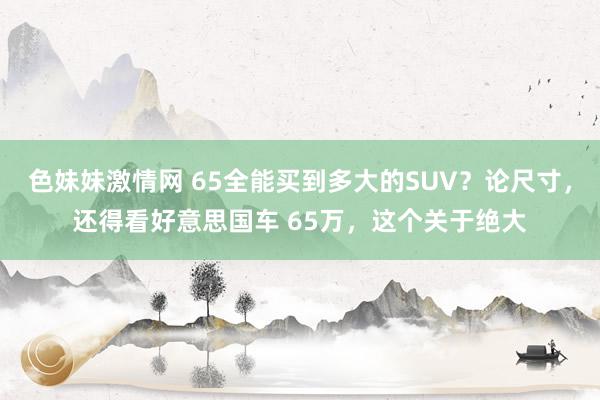 色妹妹激情网 65全能买到多大的SUV？论尺寸，还得看好意思国车 65万，这个关于绝大