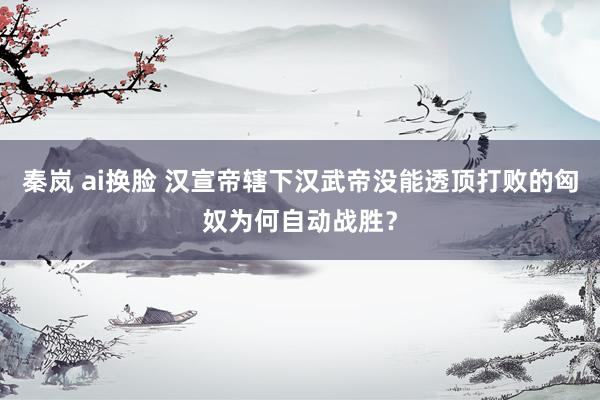 秦岚 ai换脸 汉宣帝辖下汉武帝没能透顶打败的匈奴为何自动战胜？