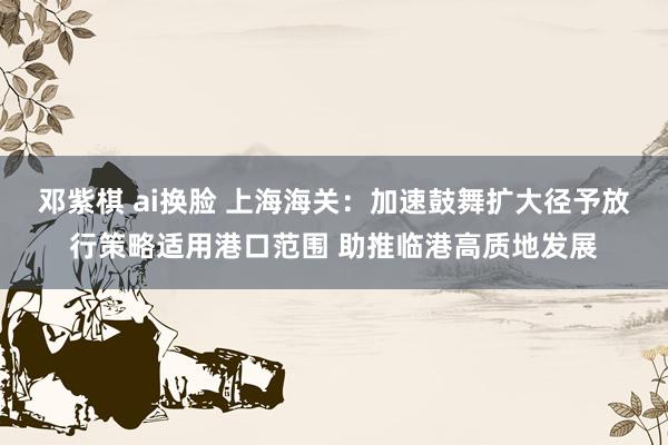 邓紫棋 ai换脸 上海海关：加速鼓舞扩大径予放行策略适用港口范围 助推临港高质地发展